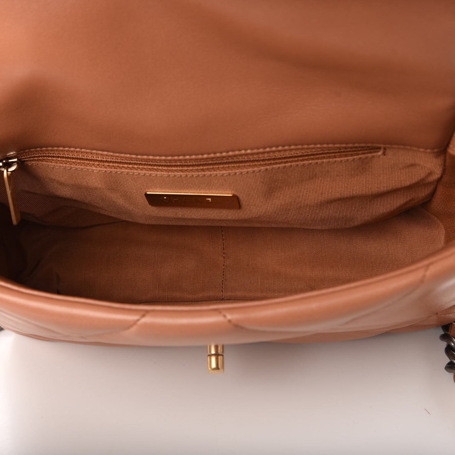 Lambskin Quilted Medium 19 Flap Brown