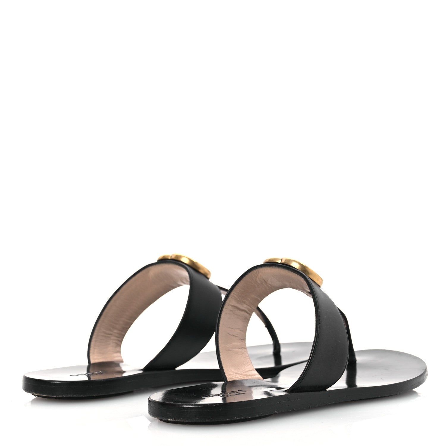 Gucci Calfskin GG Marmont Thong Sandals 36.5 Black 5 of 13