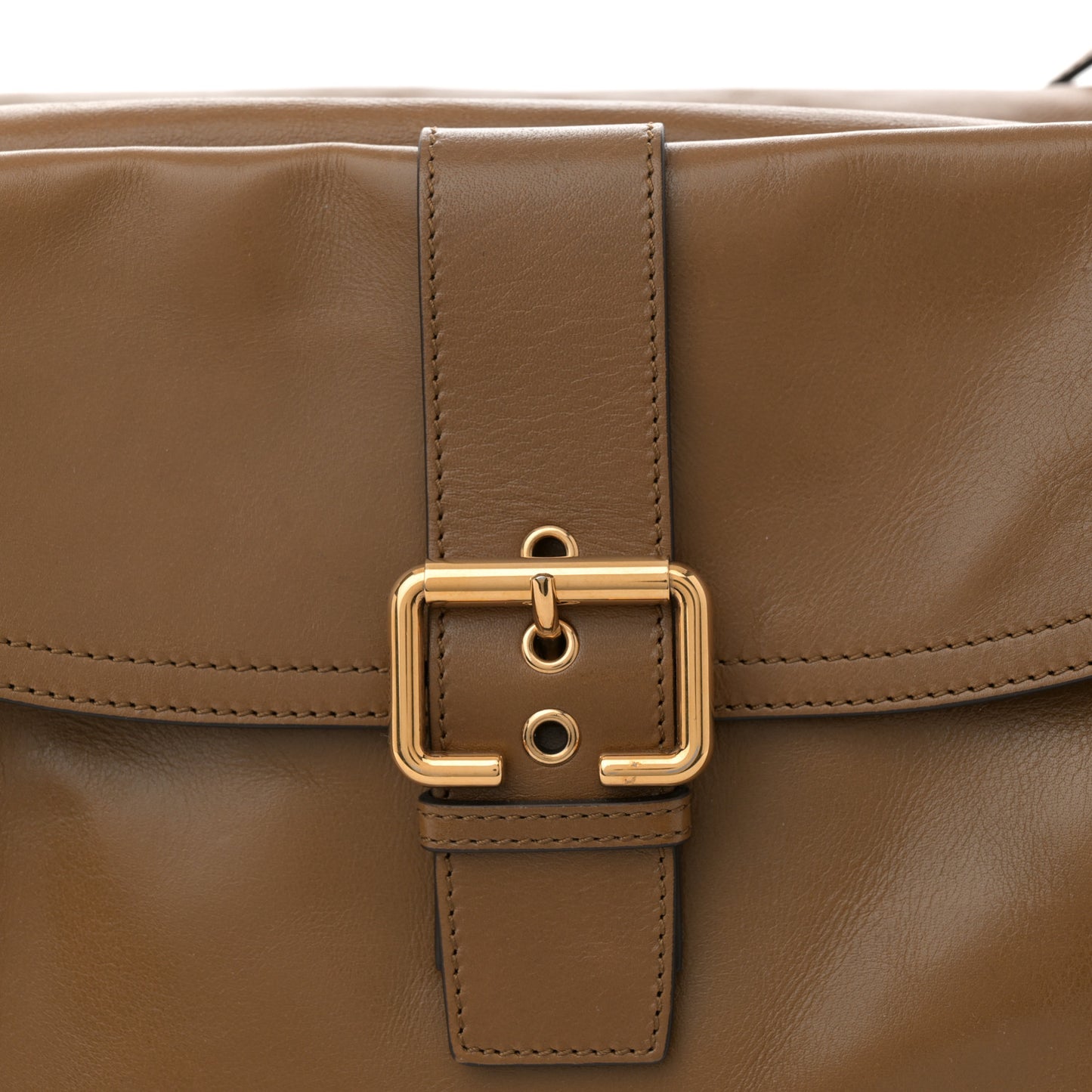 Shiny Calfskin Large Double Carrry Camera Bag Dark Khaki