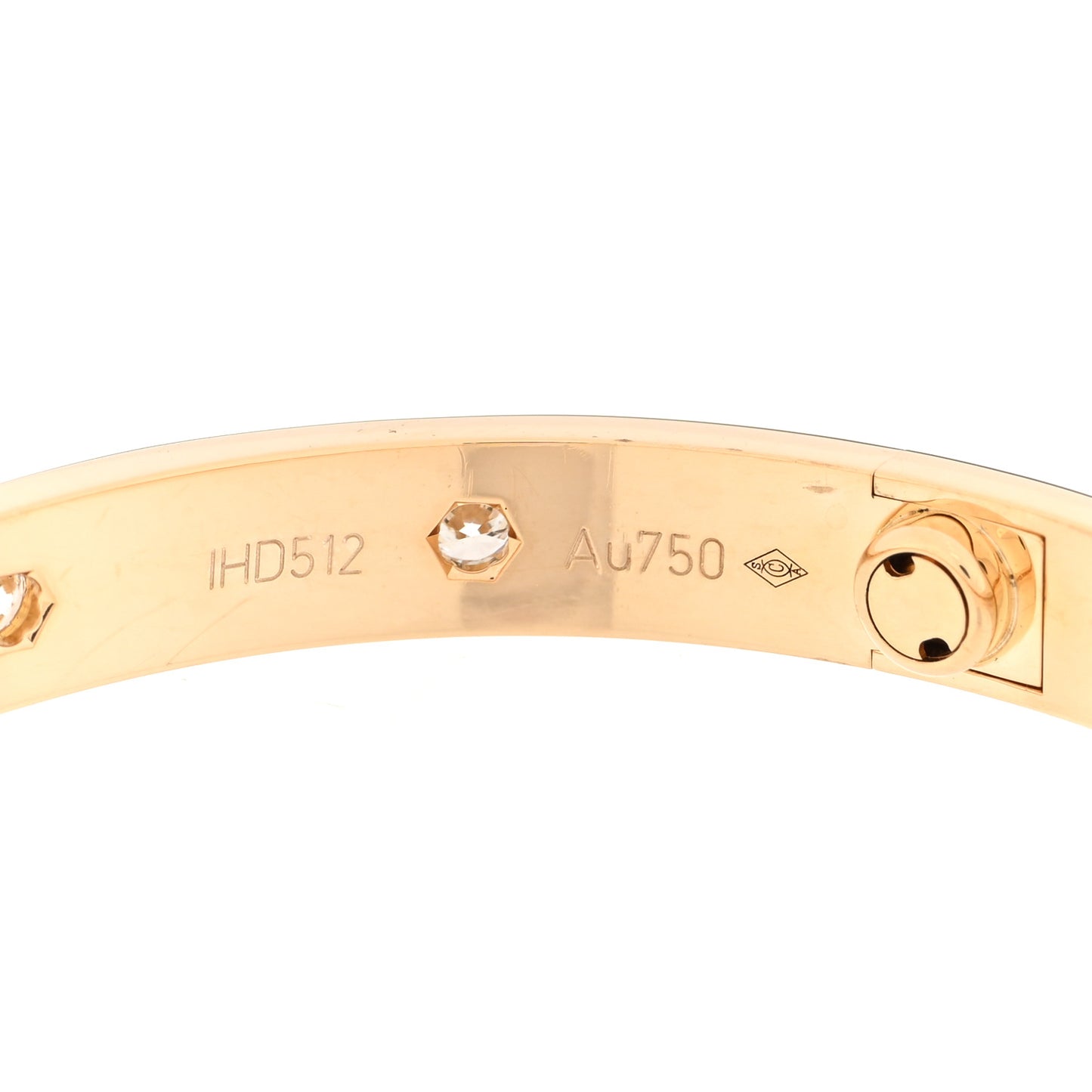 18K Yellow Gold 10 Diamond LOVE Bracelet 17