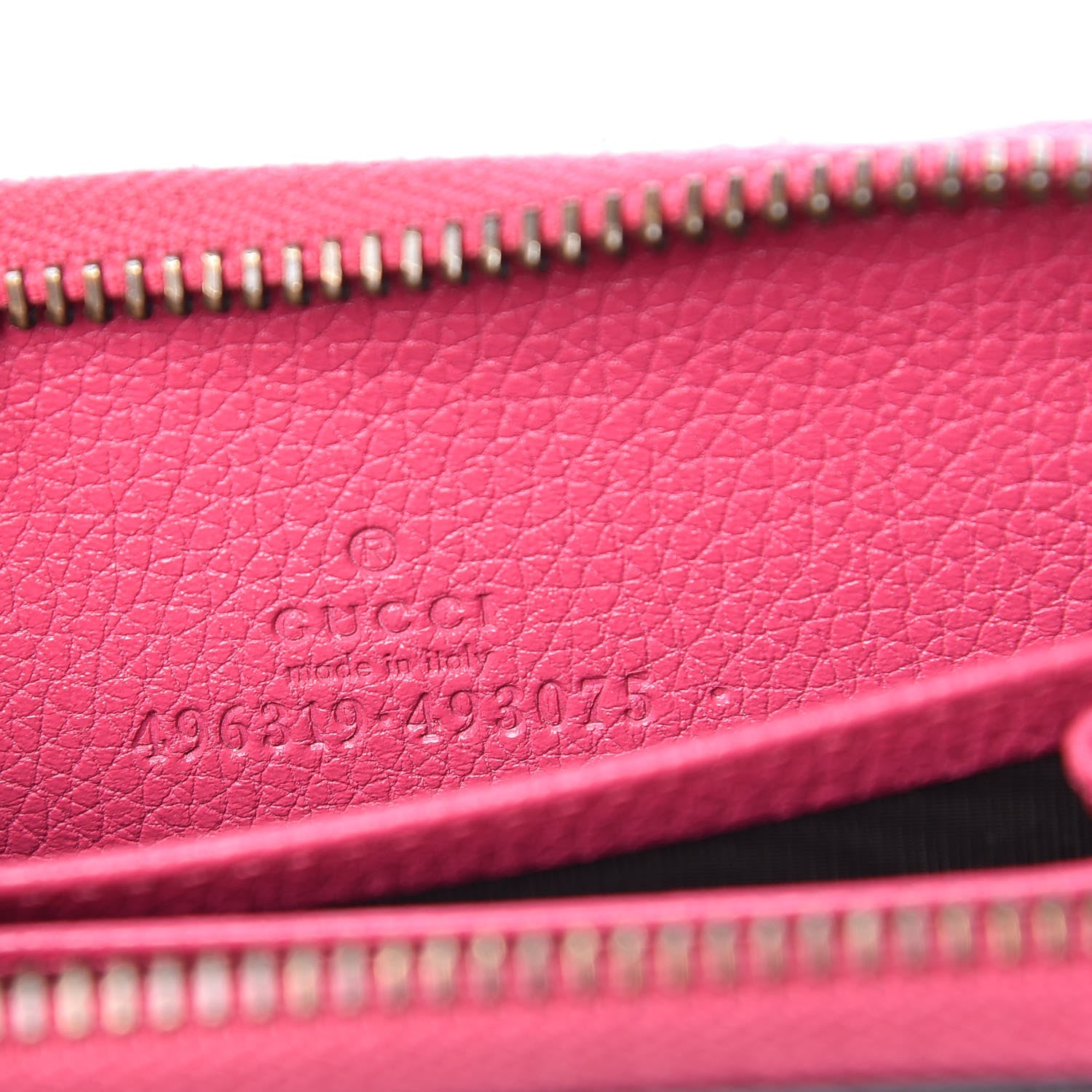 Gucci Grained Calfskin Logo Zip Around Card Case Box Pink Green 6 of 7