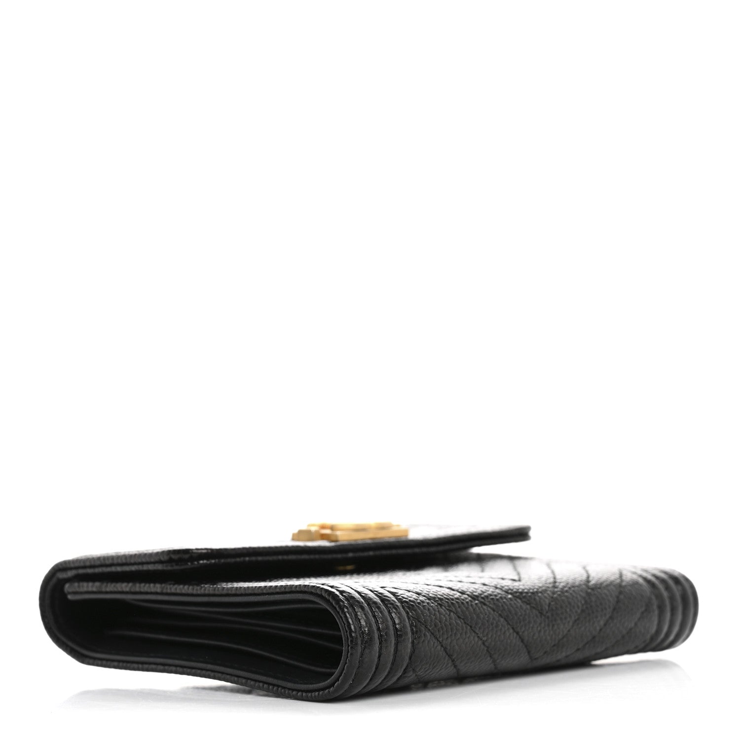 Chanel Caviar Chevron Quilted Boy Compact Wallet Black 4 of 7