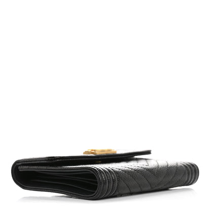 Chanel Caviar Chevron Quilted Boy Compact Wallet Black 4 of 7