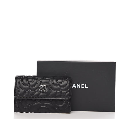 Chanel Lambskin Camellia Embossed Card Holder Wallet Black 8 of 8