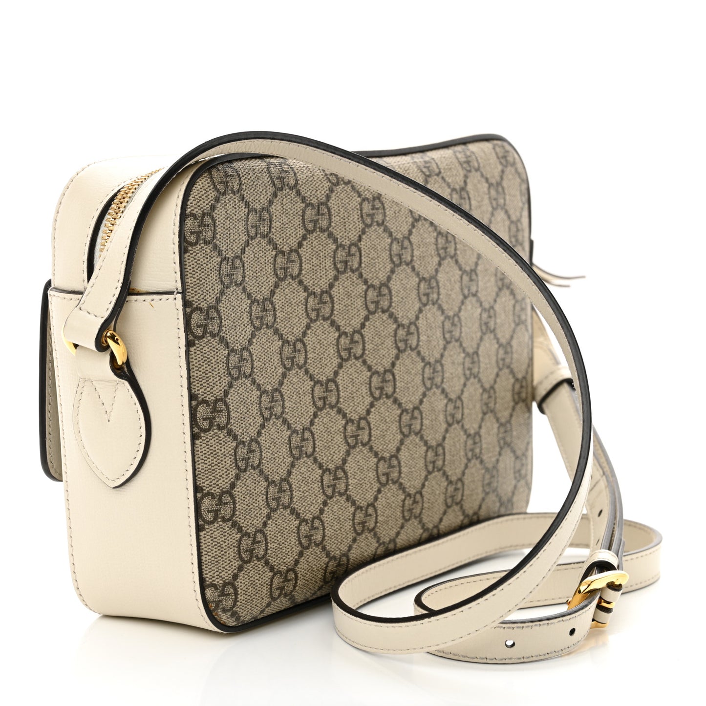 GG Supreme Monogram Small Horsebit 1955 Shoulder Bag Beige Mystic White