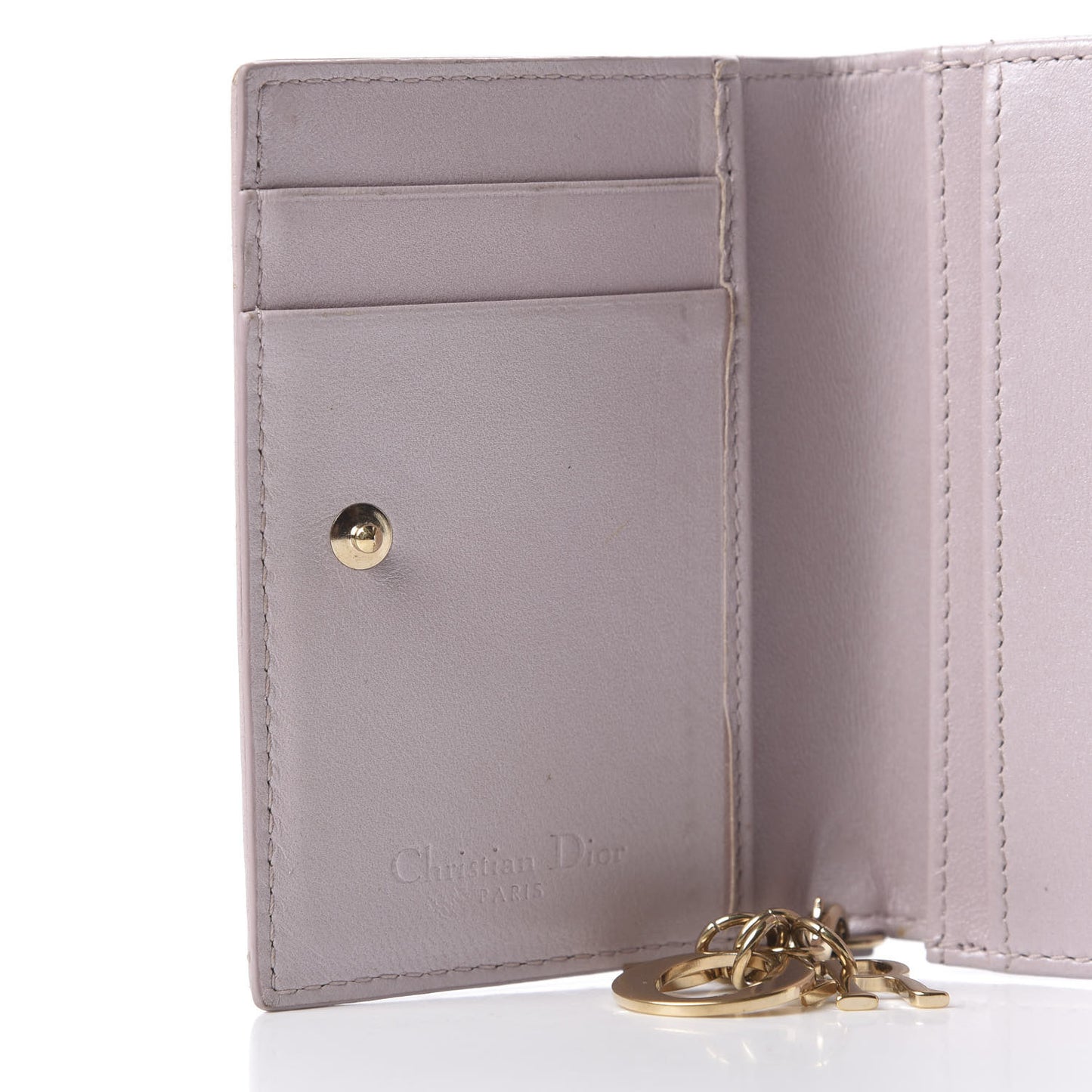 Lambskin Cannage Small Lady Dior Flap Card Holder Light Pink