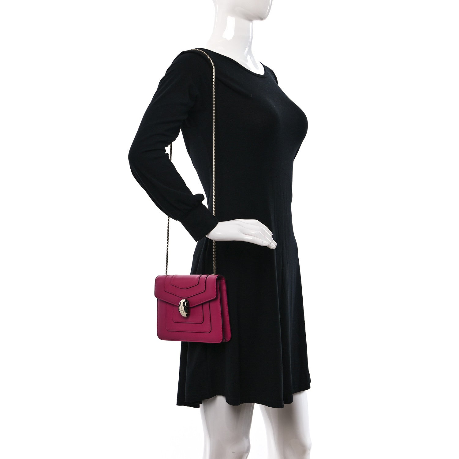 Bulgari Calfskin Small Serpenti Forever Snake Strap Crossbody Bag Pink 2 of 9