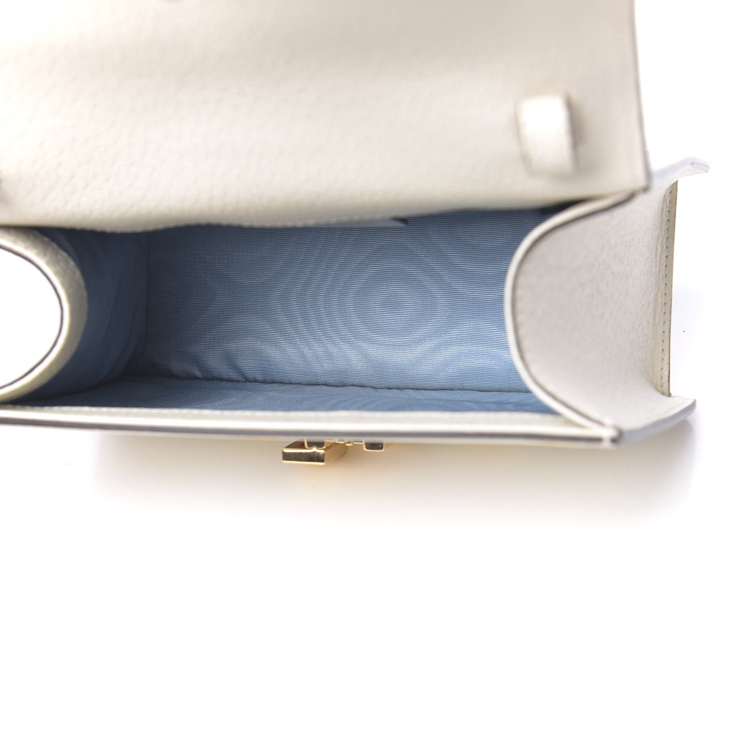 Gucci Textured Calfskin Bee Star Print Mini Sylvie Top Handle Bag Mystic White 6 of 11