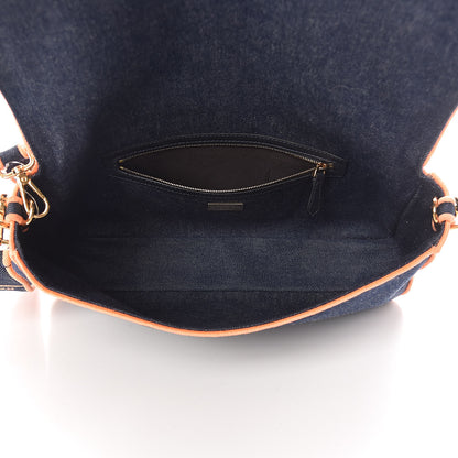 Fendi Denim Large Baguette Blue Arancio Fluo 5 of 15