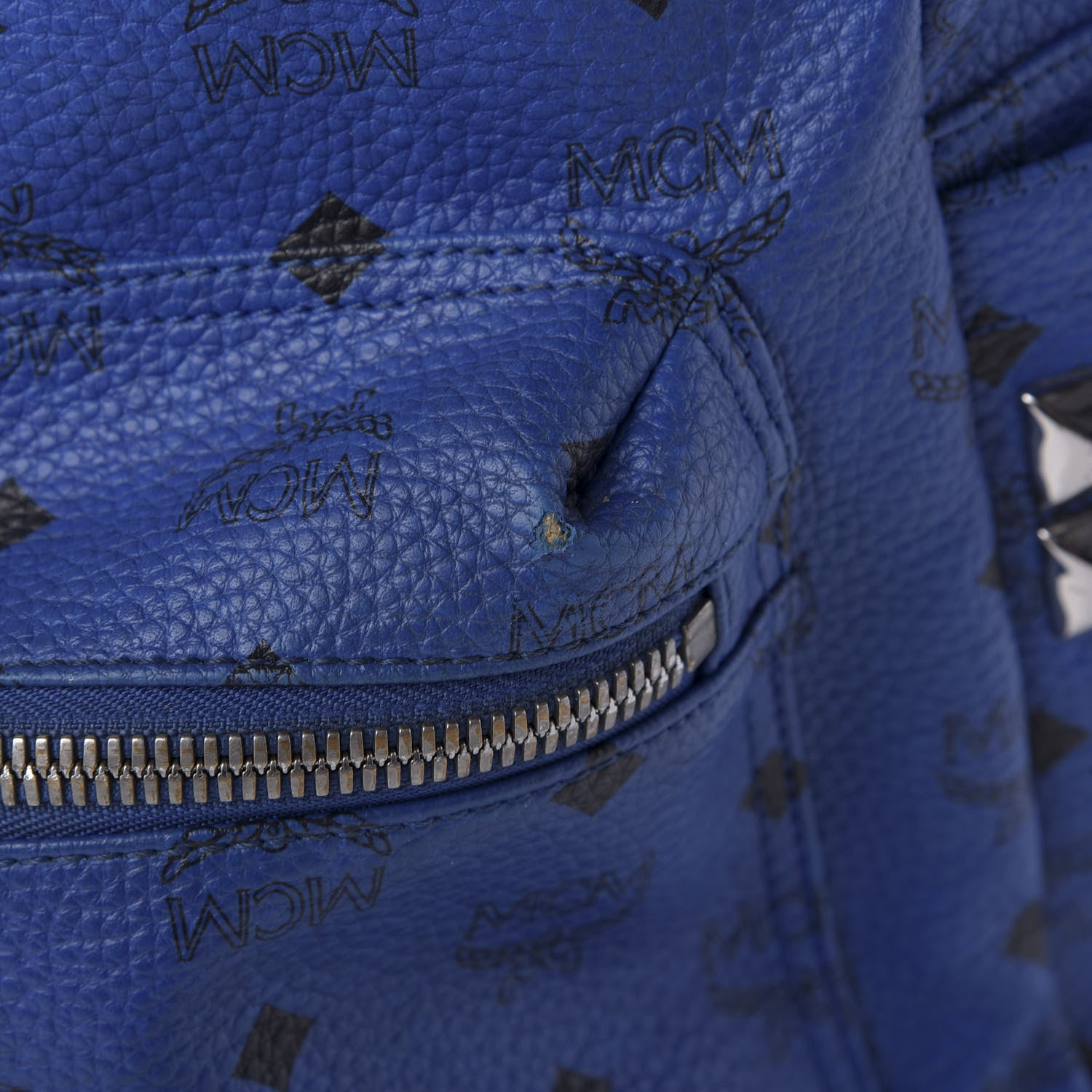 MCM Visetos Medium Side Stud Stark Backpack Blue 11 of 17