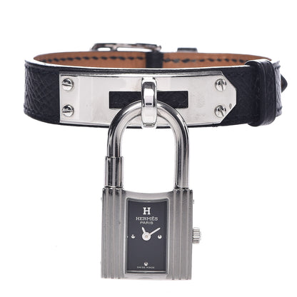 Hermes Stainless Steel Epsom 20mm Kelly Cadena Quartz Watch Noir 1 of 5