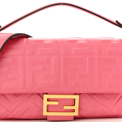 Fendi Nappa FF 1974 Embossed Baguette Rosa Fluo 8 of 14