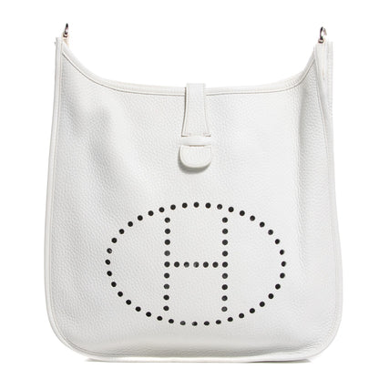 Hermes Taurillon Clemence Evelyne III GM White 1 of 15