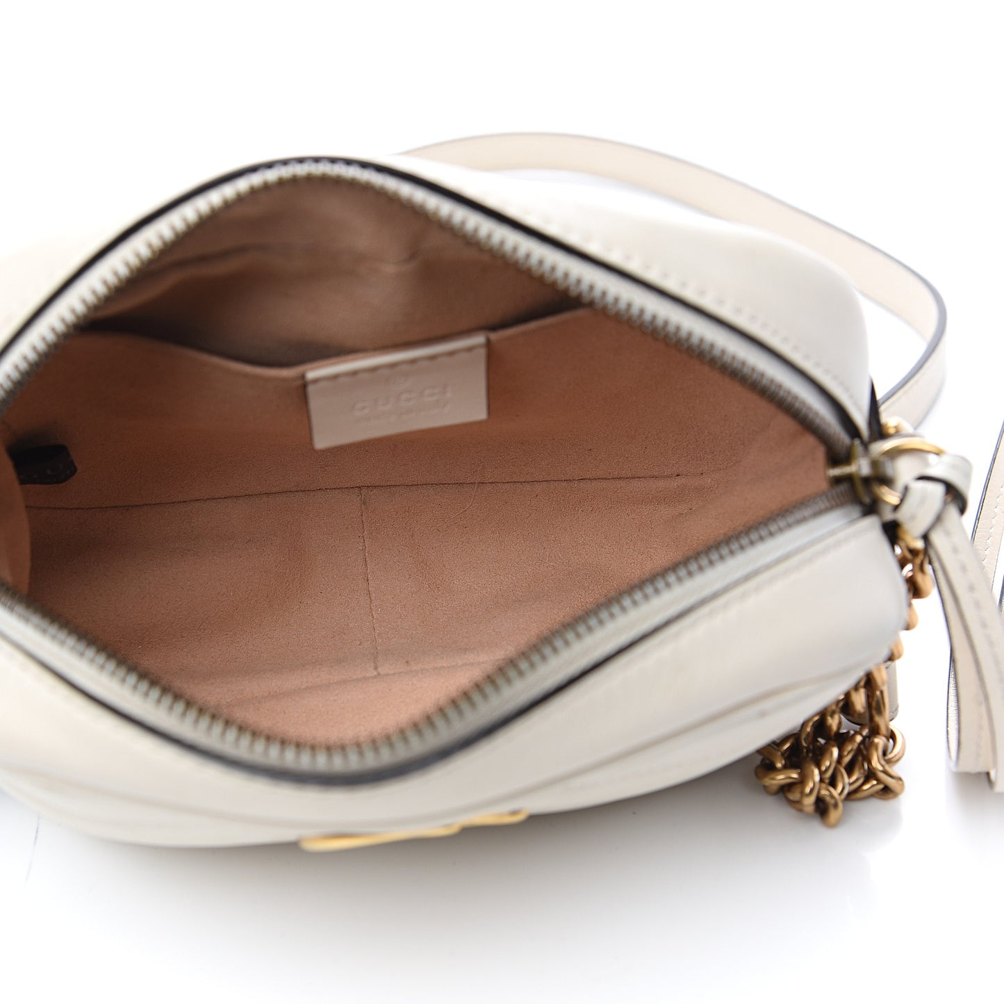 Calfskin Matelasse Mini GG Marmont Chain Shoulder Bag White
