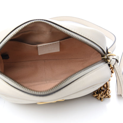 Gucci Calfskin Matelasse Mini GG Marmont Chain Shoulder Bag White 4 of 14
