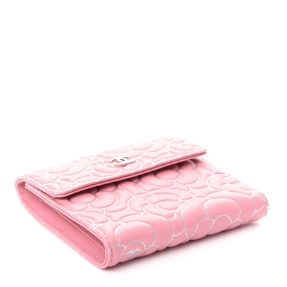 Chanel Lambskin Camellia Embossed French Wallet Pink 4 of 8
