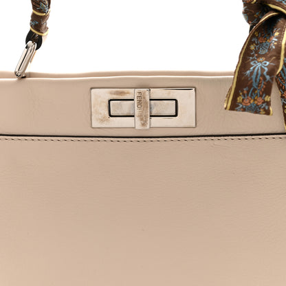 Fendi Vitello Seta Shiny Nappa Ribbon Lace Up Floral Medium Peekaboo Iconic Satchel Camelia Multicolor 8 of 10