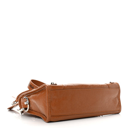 Balenciaga Agneau Classic Silver Hardware Mini City Logo Strap Camel Black 4 of 9