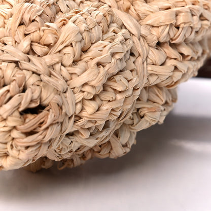Loewe Calfskin Raffia Paulas Ibiza Tulip Shell Pouch Bag Natural Tan 9 of 9