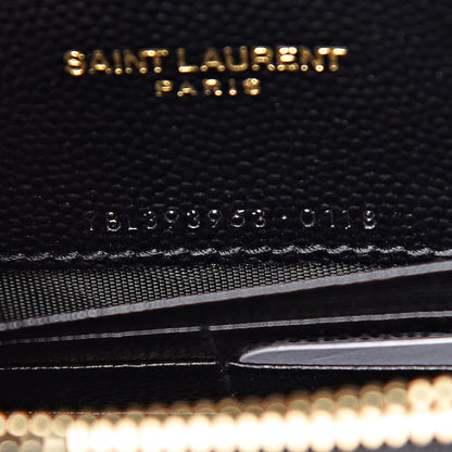 Saint Laurent Grain De Poudre Matelasse Chevron Monogram Envelope Chain Wallet Black 7 of 11