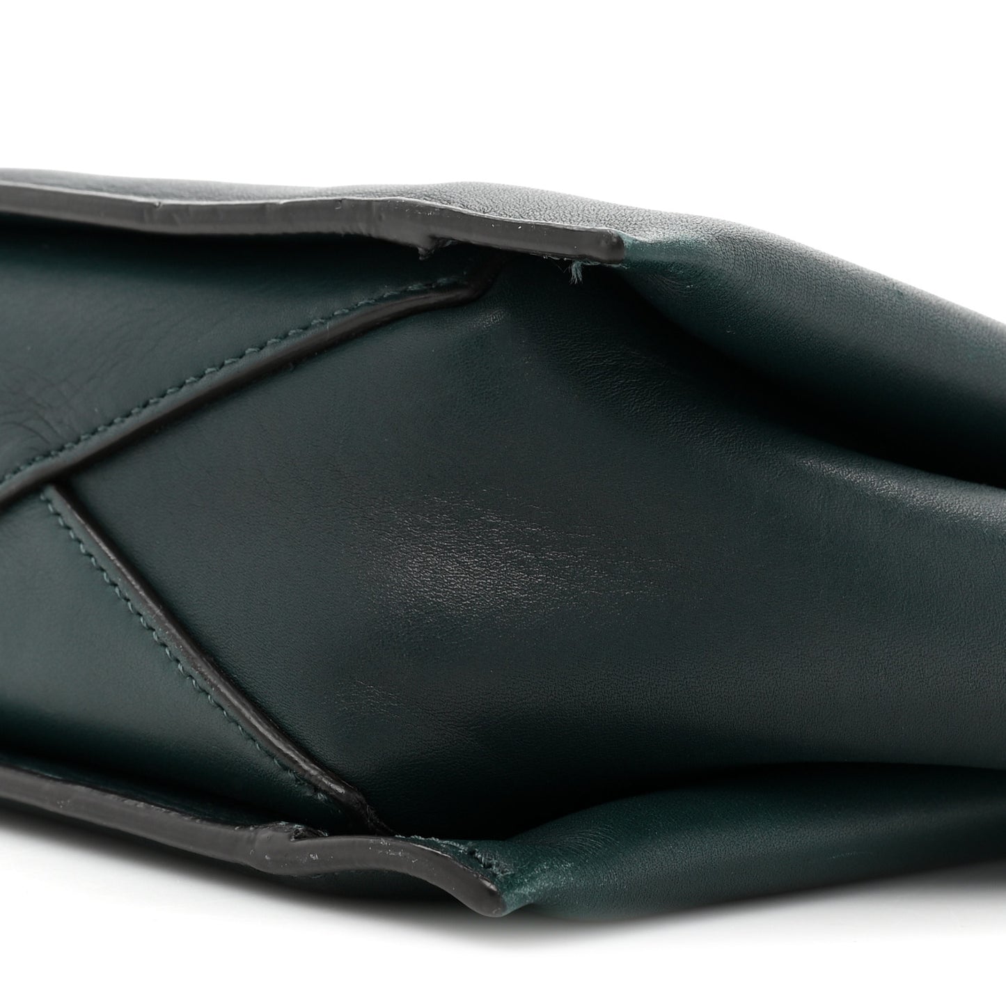 Smooth Calfskin Tri-Fold Clutch on Chain Bottle Green