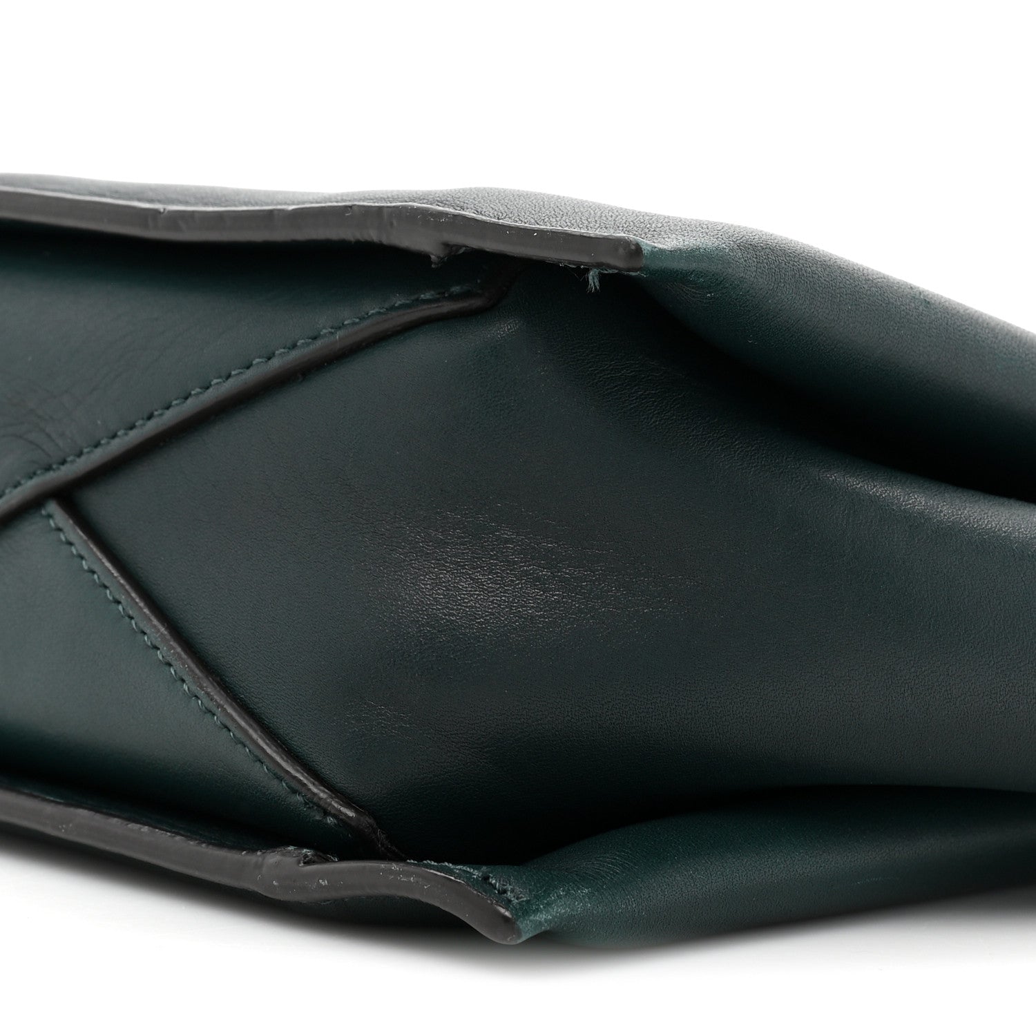 Celine Smooth Calfskin Tri-Fold Clutch on Chain Bottle Green 10 of 18