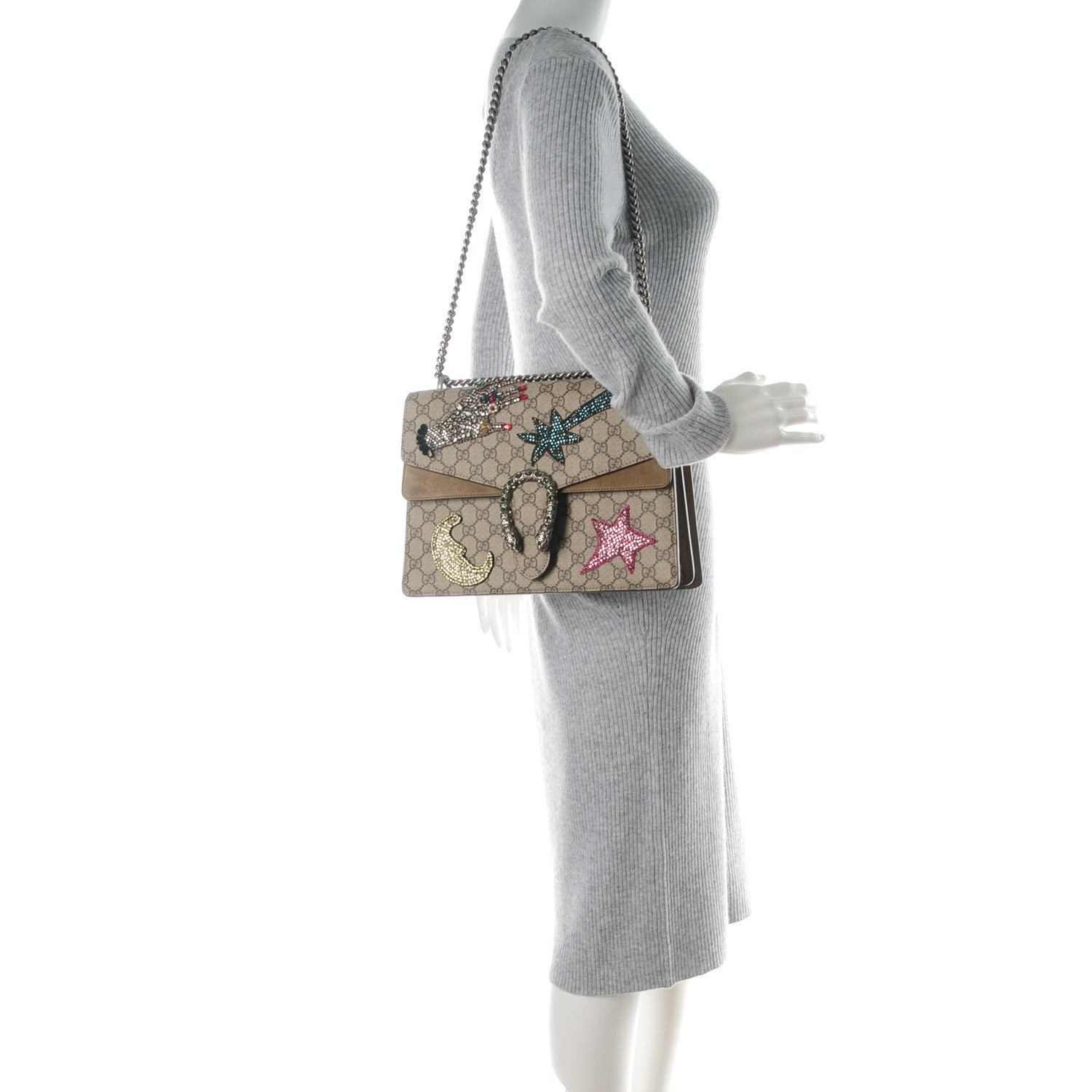 Gucci GG Supreme Monogram Shooting Star Embroidered Medium Dionysus Shoulder Bag Beige 2 of 7