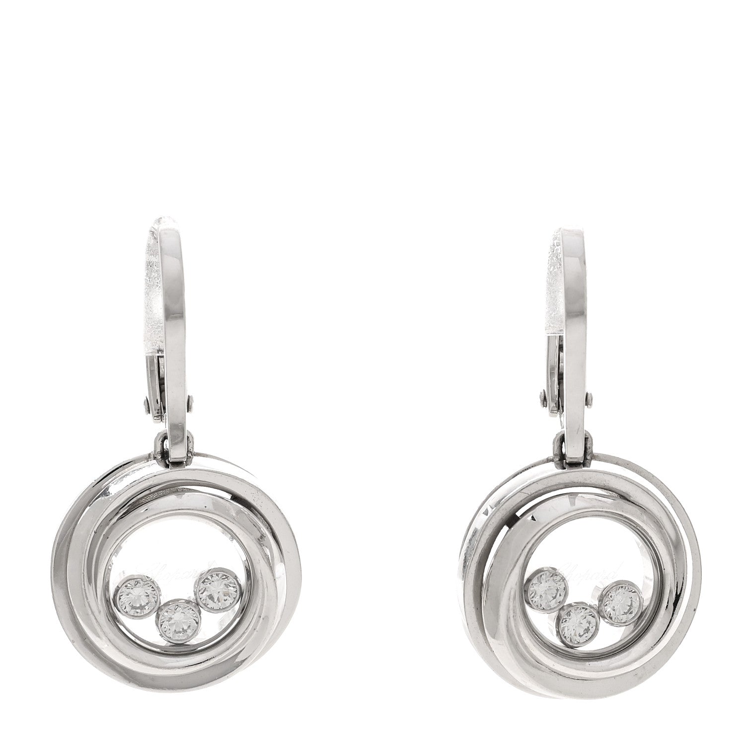 Chopard 18K White Gold Happy Emotions Drop Earrings 1 of 5