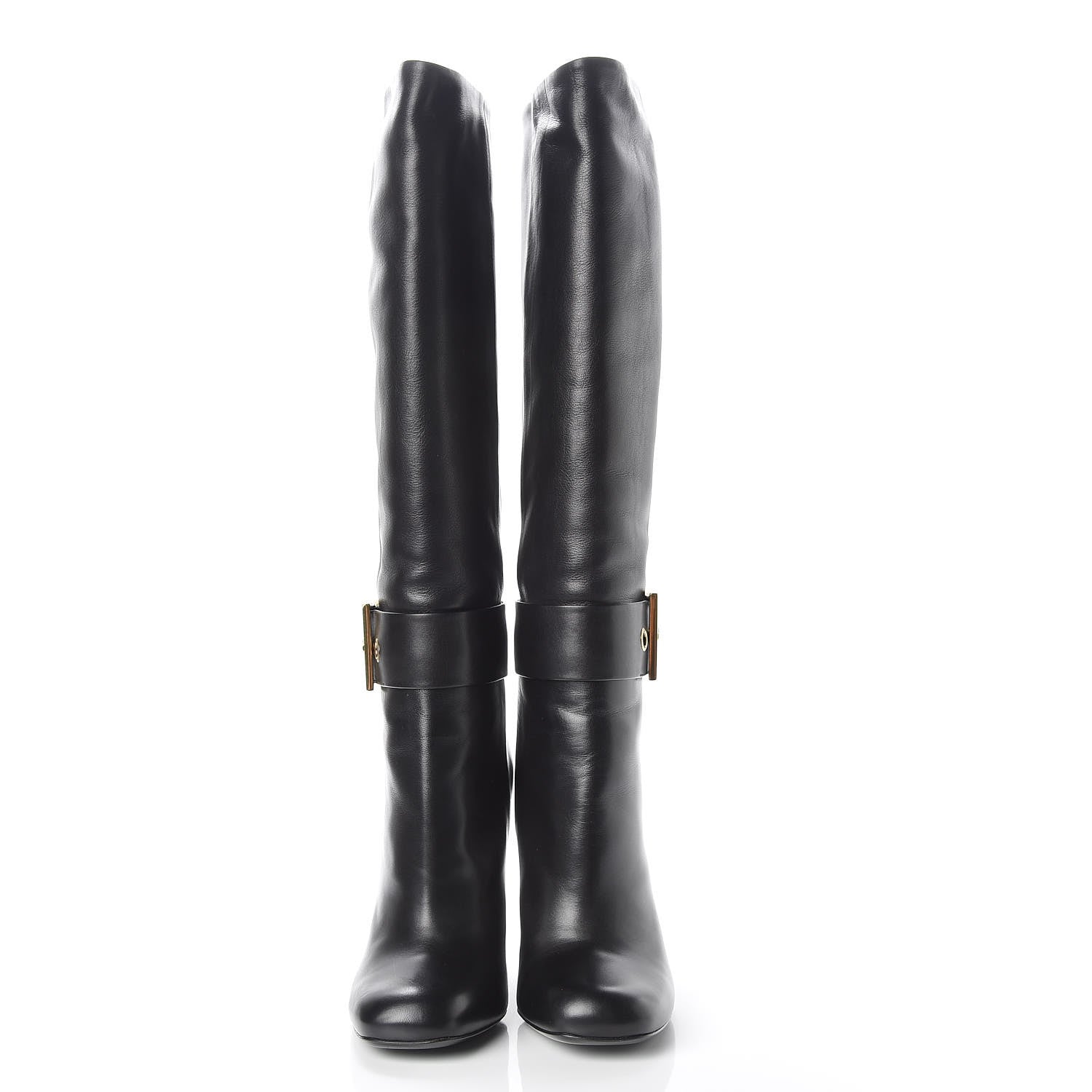 Gucci Calfskin Knee High Buckle Boots 38.5 Black 2 of 11