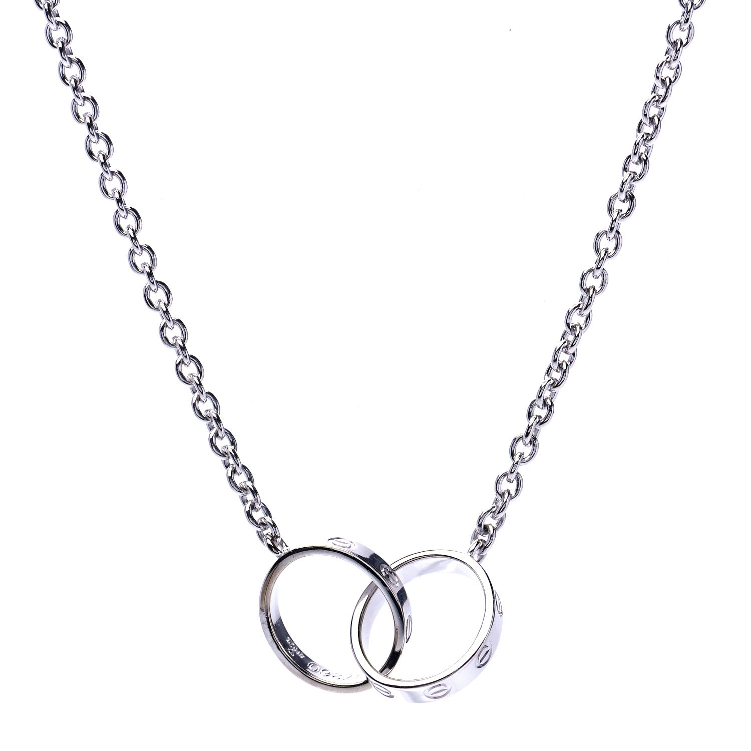 Cartier 18K White Gold Interlocking LOVE Necklace 1 of 8