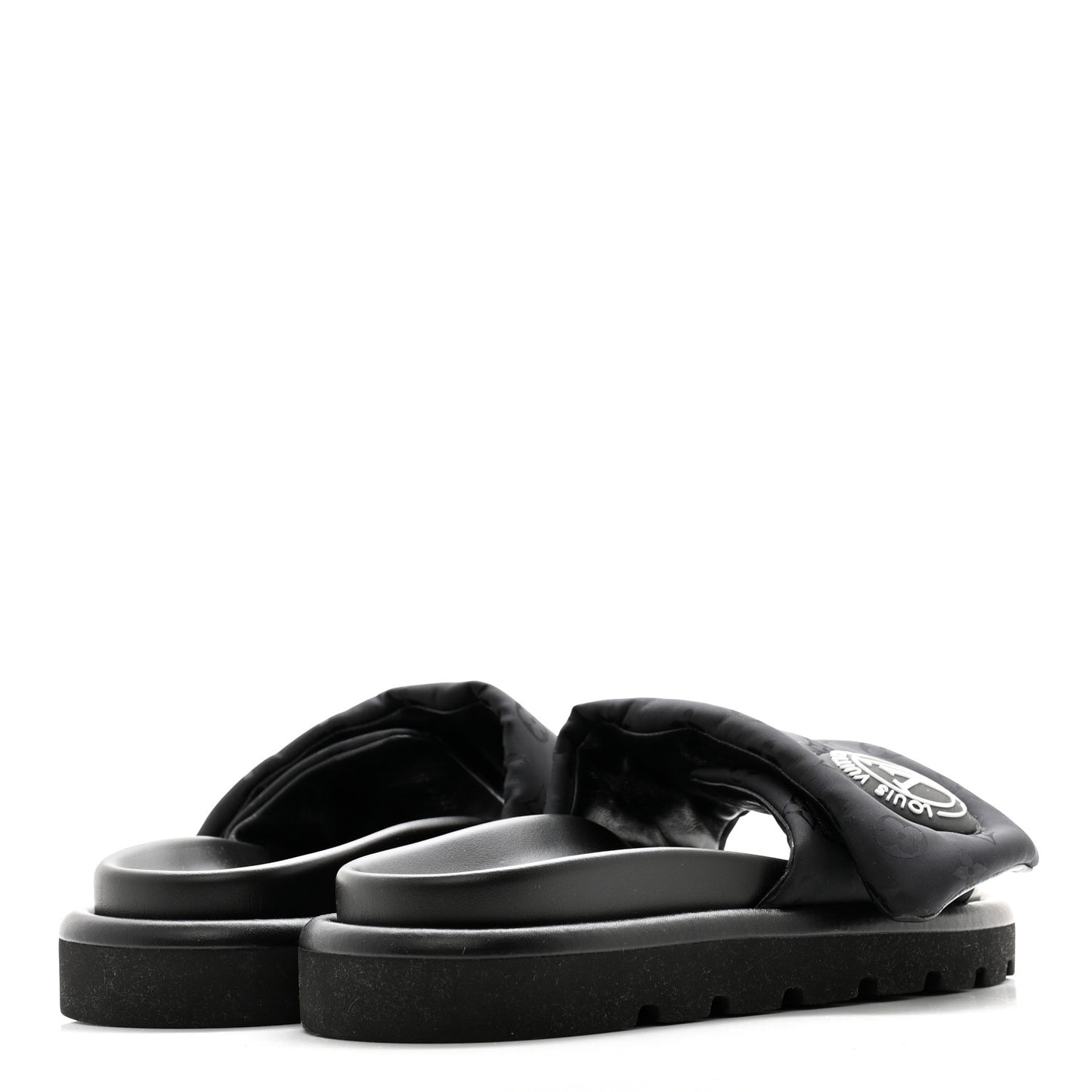 Nylon Monogram Womens Pool Pillow Comfort Mules 37 Black