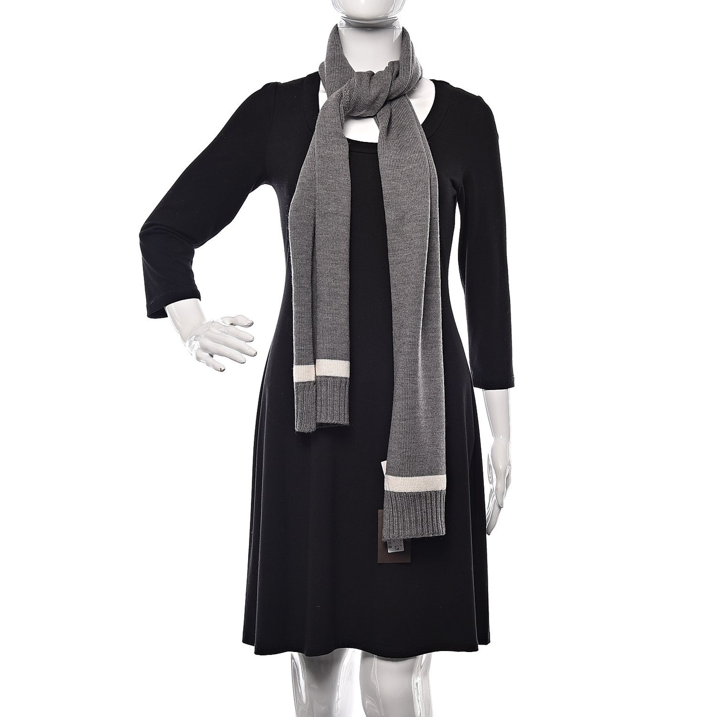 Wool Newporte Long Scarf Graphite Ivory