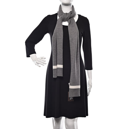 Gucci Wool Newporte Long Scarf Graphite Ivory 2 of 5