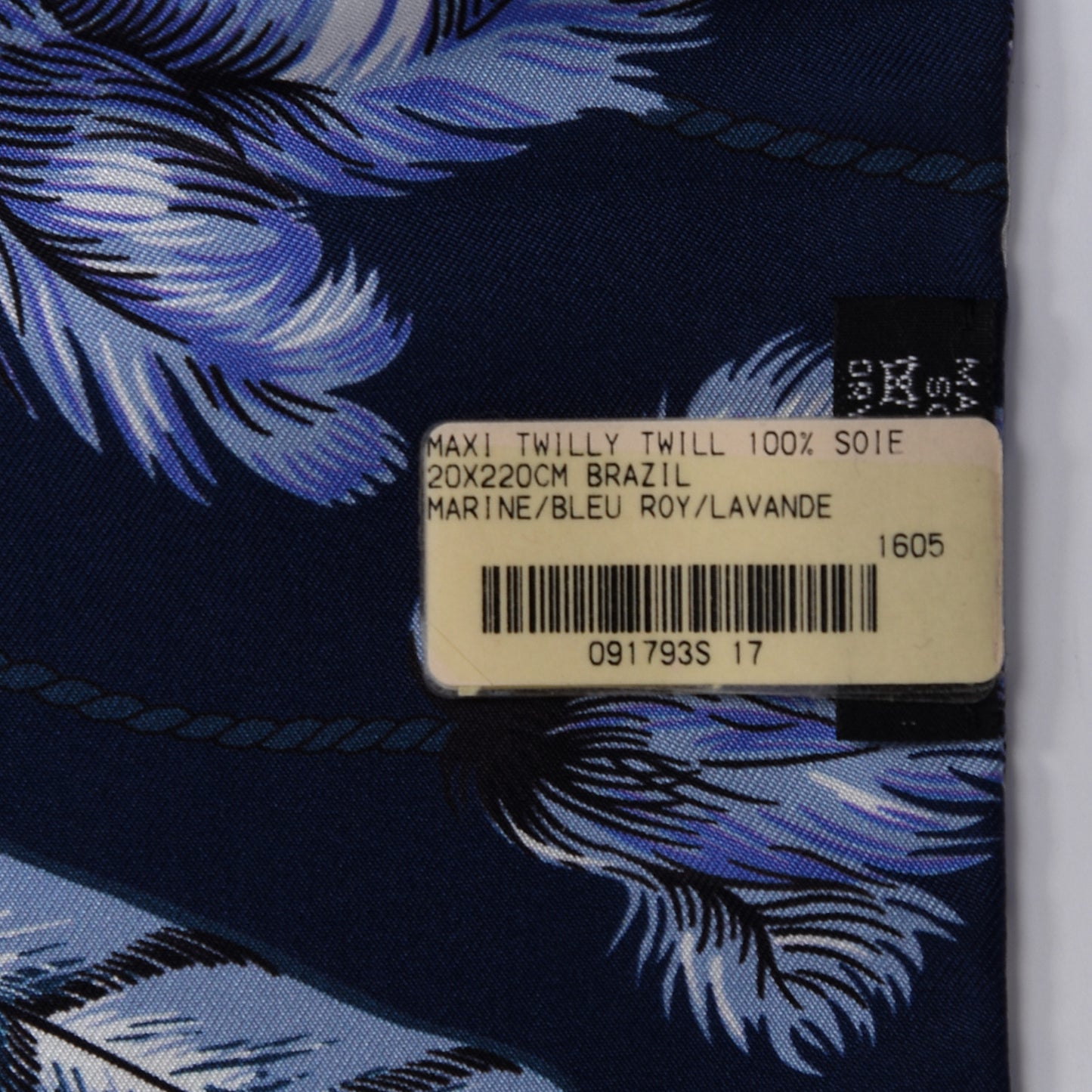 Silk Brazil Maxi Twilly Marine Bleu Roy Lavande