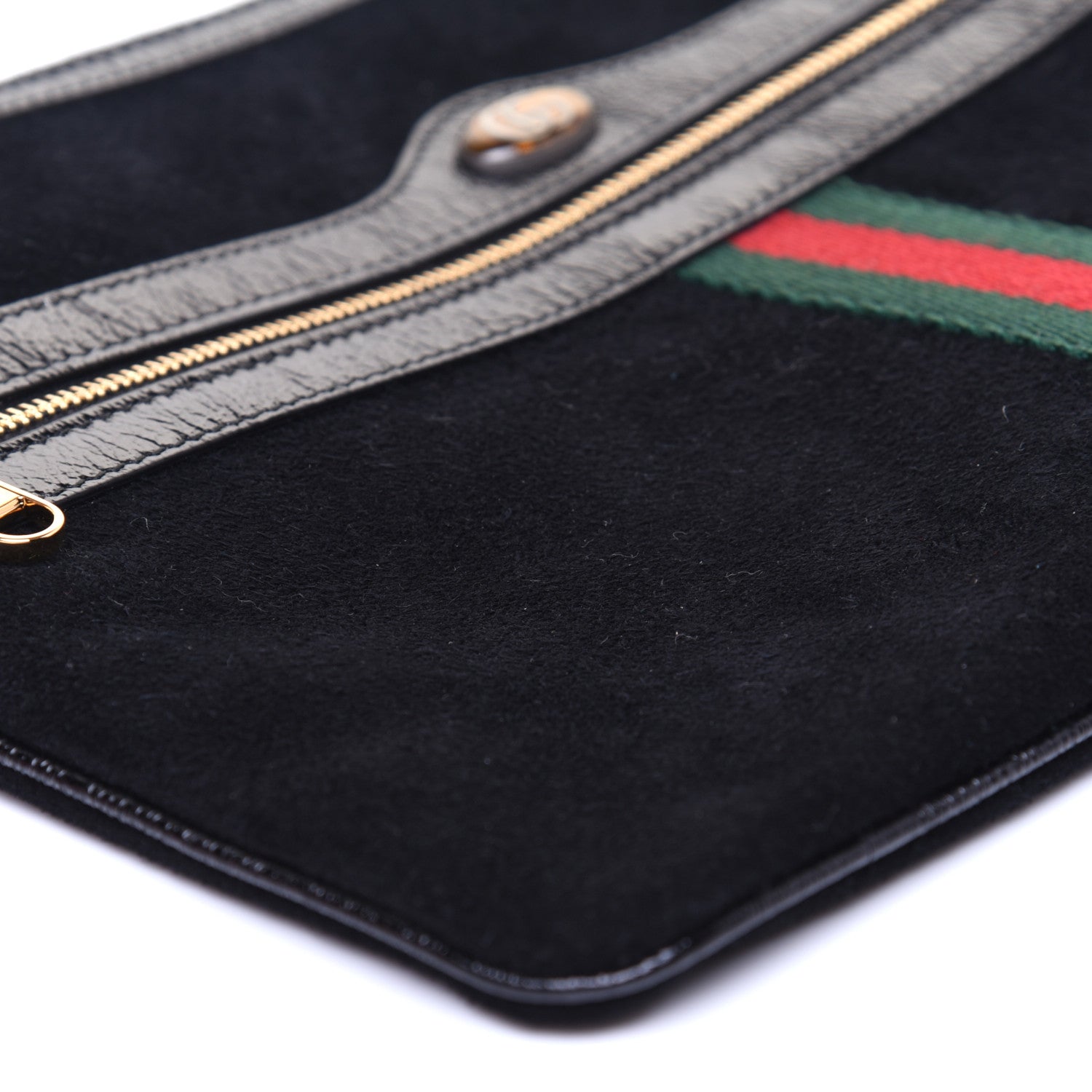 Gucci Suede Patent Large Ophidia Pouch Clutch Black 6 of 10