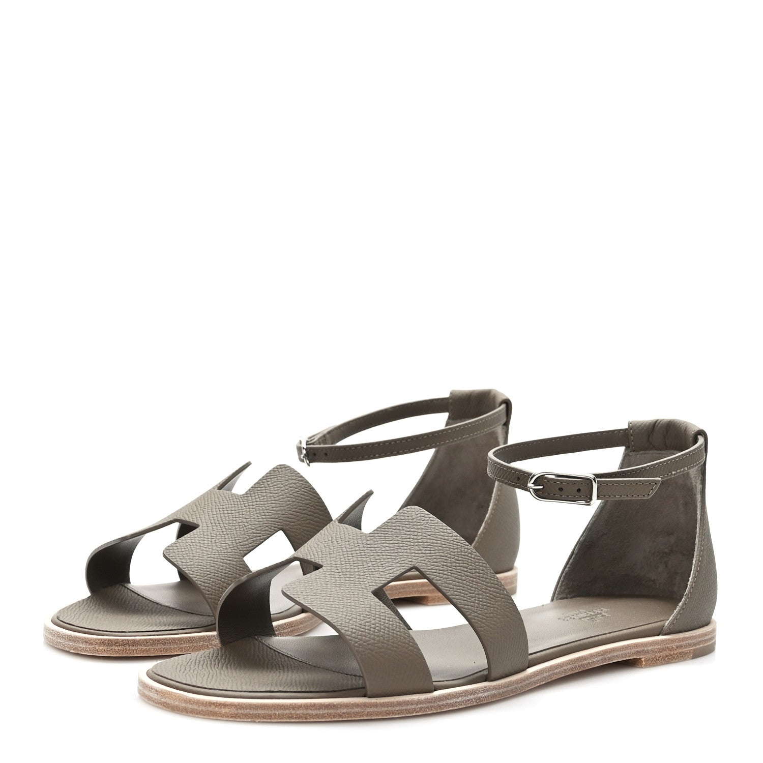 Hermes Epsom Santorini Sandals 40 Etoupe 3 of 9