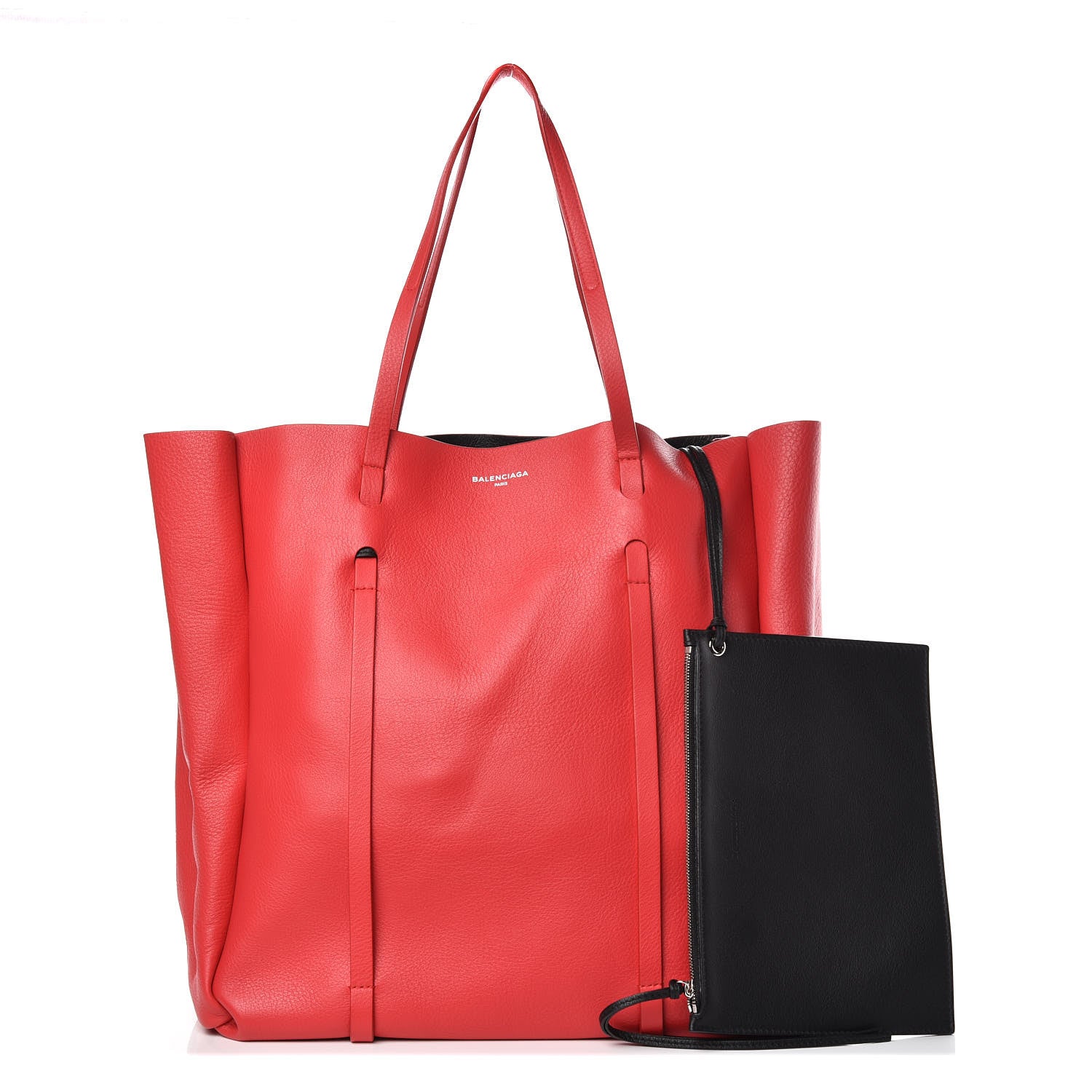 Balenciaga Veau Baltimore Double Sided Medium Everyday Tote Rouge Vermeil Black 3 of 11
