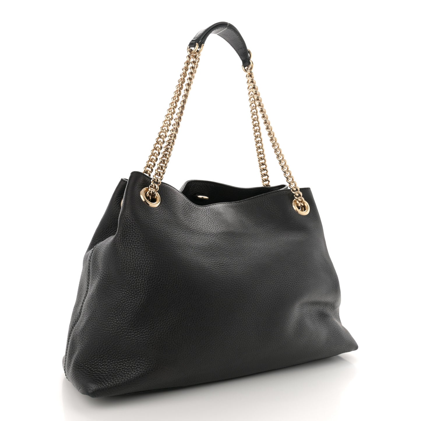 Pebbled Calfskin Medium Soho Chain Shoulder Bag Black