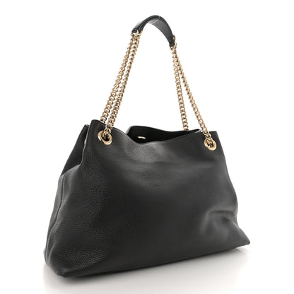 Gucci Pebbled Calfskin Medium Soho Chain Shoulder Bag Black 3 of 14