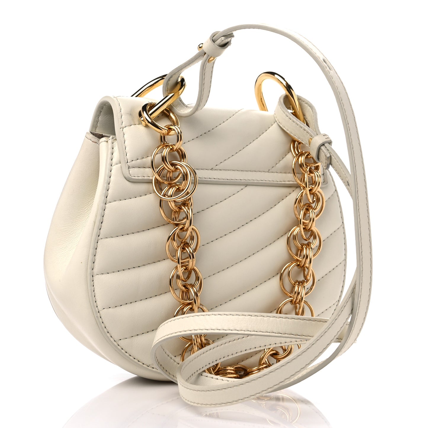 Calfskin Quilted Mini Drew Bijou Shoulder Bag Natural White