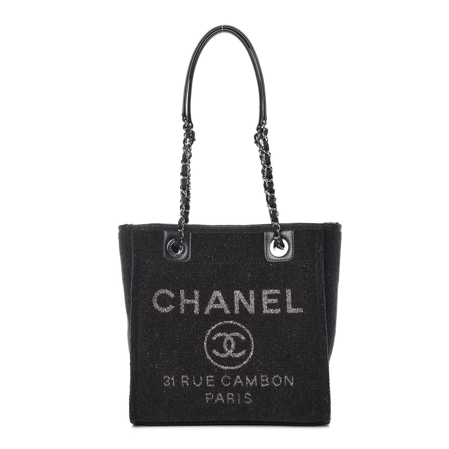 Lurex Boucle Mini Deauville Tote Black