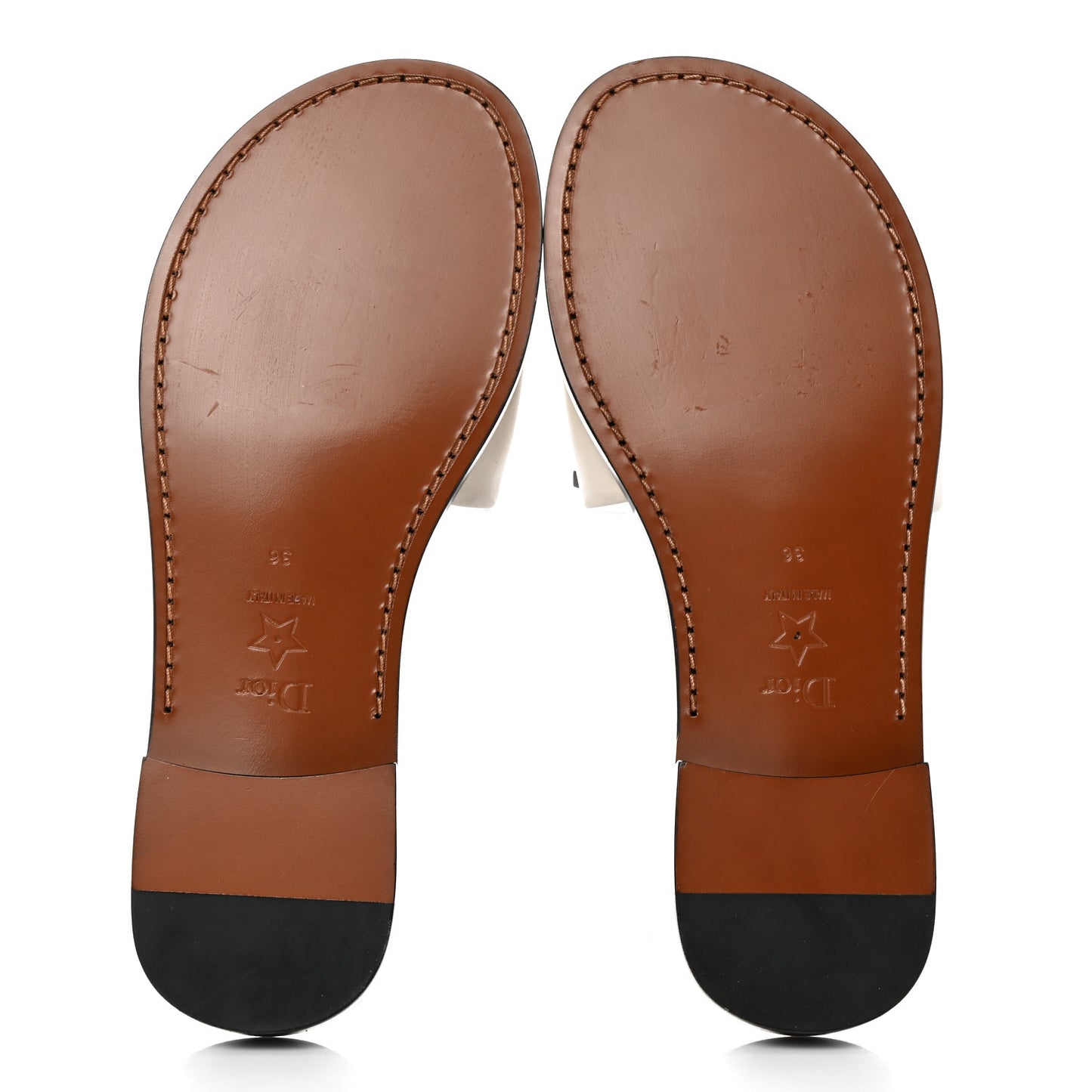 Calfskin Dio(r)evolution 10mm Slide Sandals 36 Off White