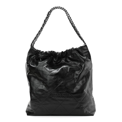 Chanel Shiny Calfskin Quilted Large Chanel 22 So Black 3 of 11