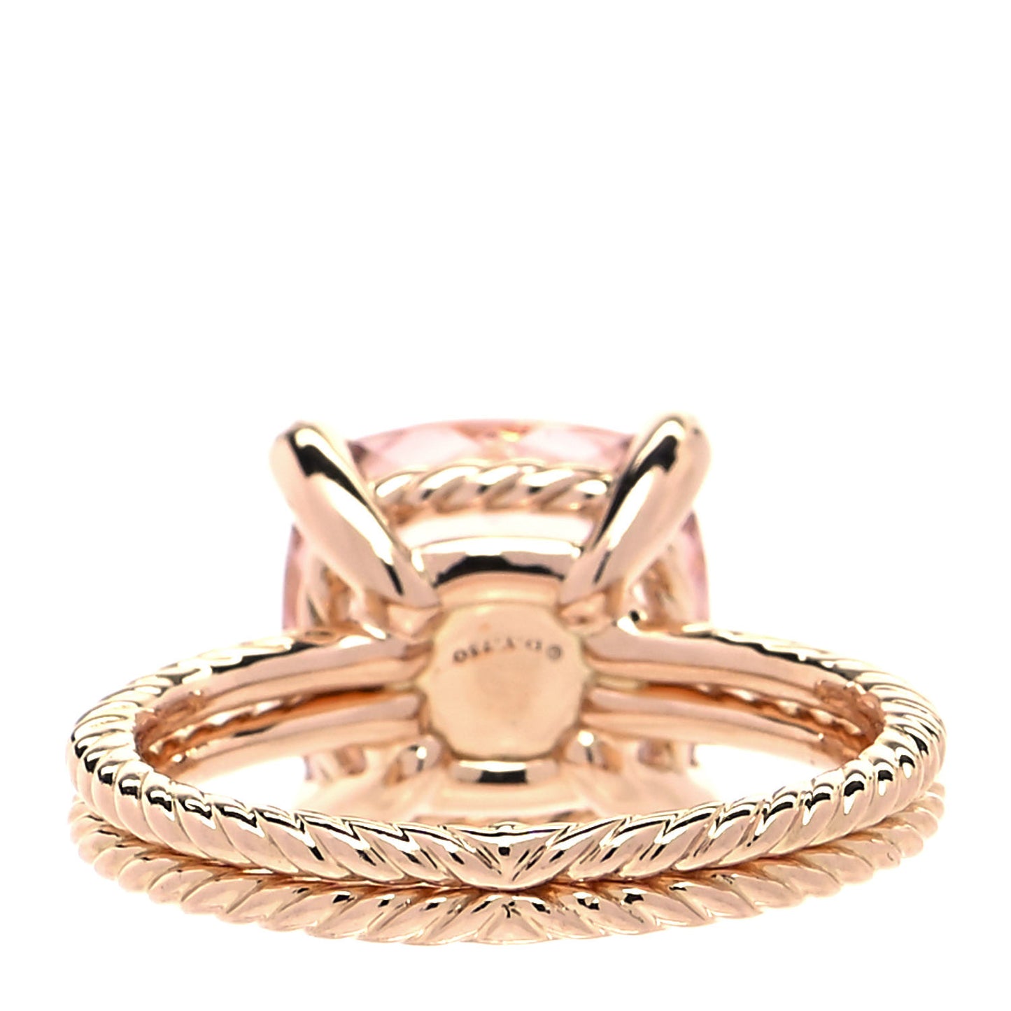 18K Rose Gold Diamond Morganite 11mm Chatelaine Ring 57 8