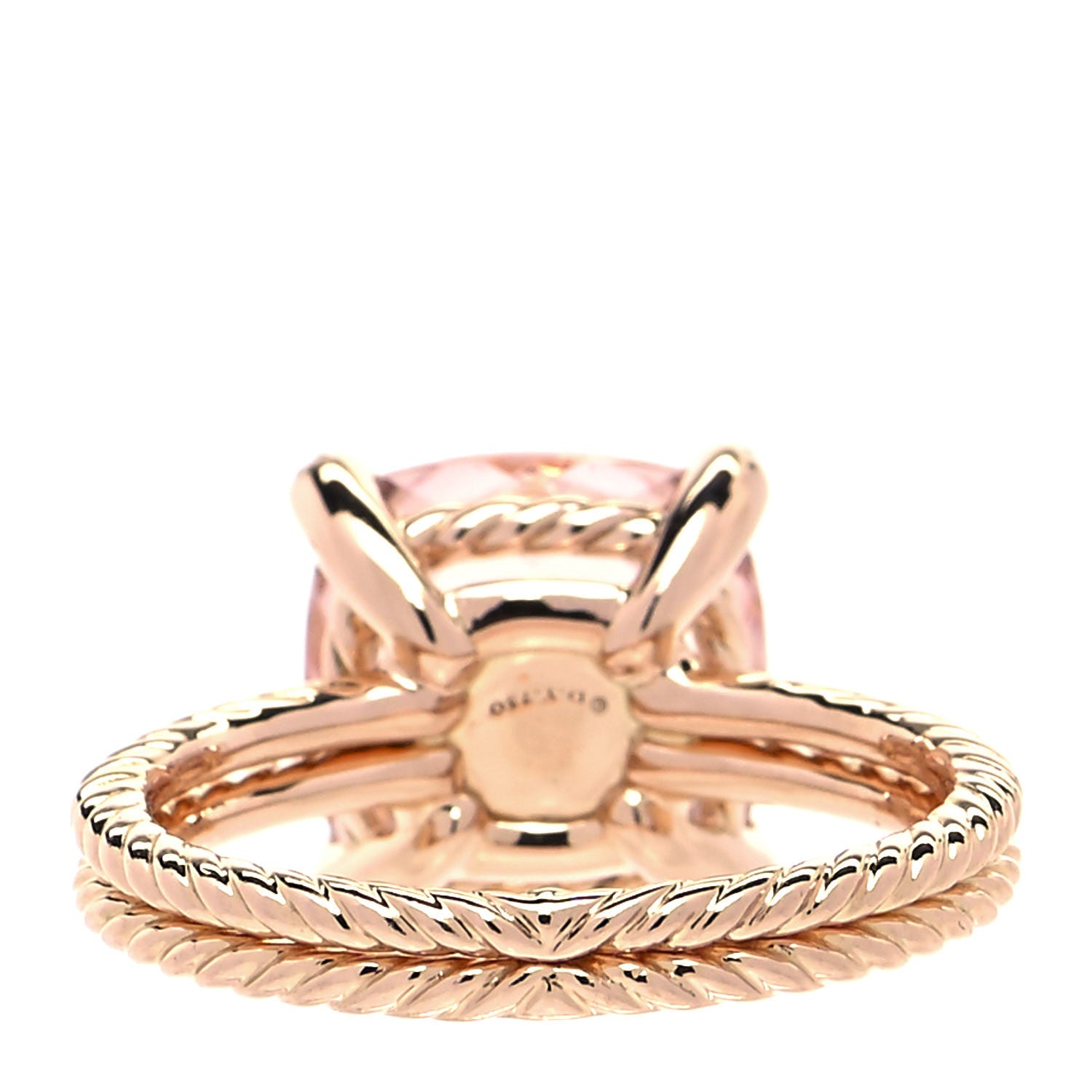David Yurman 18K Rose Gold Diamond Morganite 11mm Chatelaine Ring 57 8 4 of 5