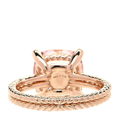 David Yurman 18K Rose Gold Diamond Morganite 11mm Chatelaine Ring 57 8 4 of 5