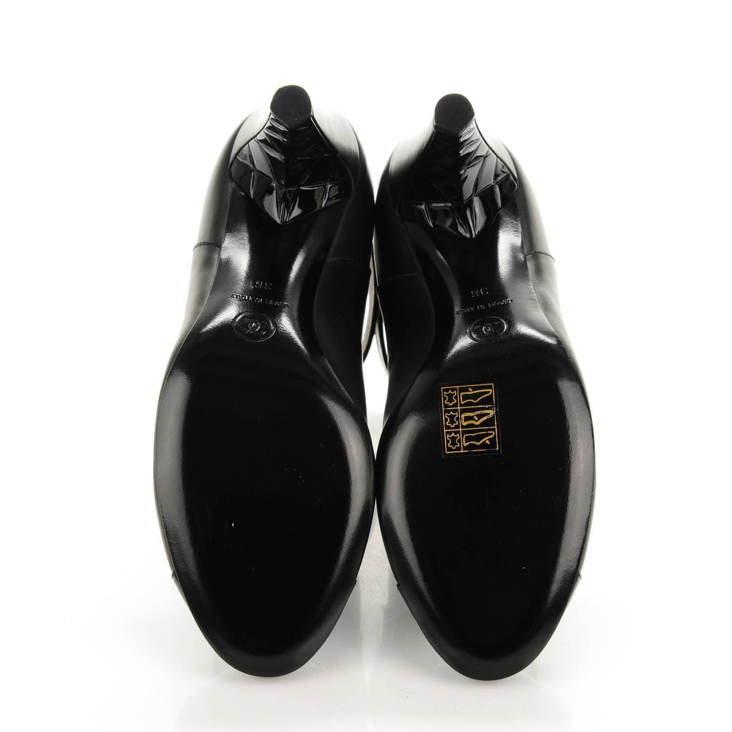 Chanel Calfskin Patent CC Cap Toe Short Boots 36 Black 5 of 7