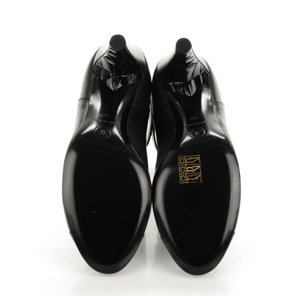 Chanel Calfskin Patent CC Cap Toe Short Boots 36 Black 5 of 7