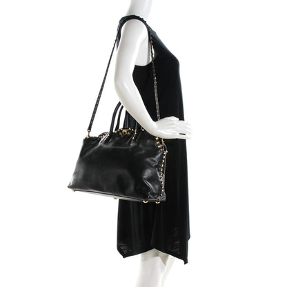 Valentino Garavani Vitello Rockstud Dome Satchel Black 2 of 7