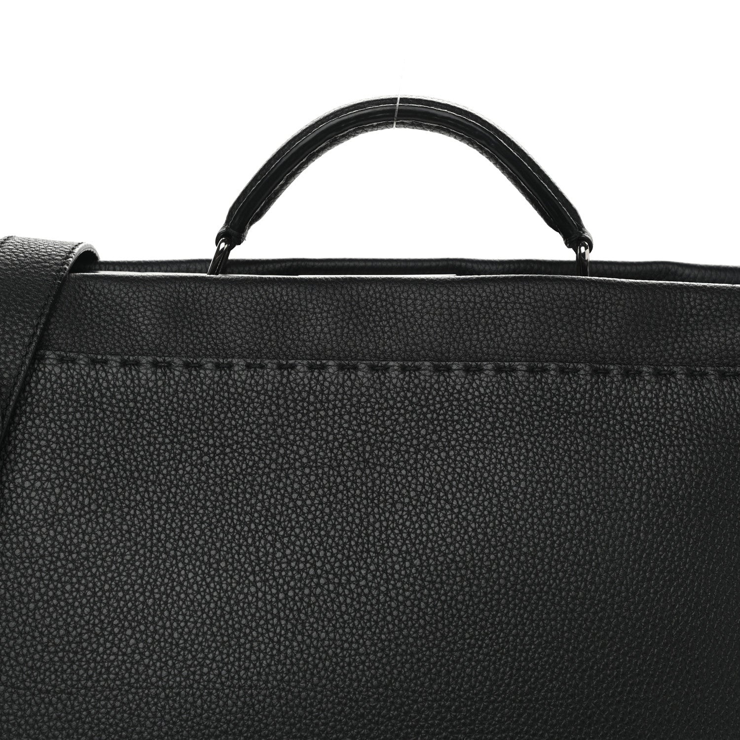 Fendi Cuoio Romano Selleria Large Mens Peekaboo Iconic Essential Satchel Black 11 of 12